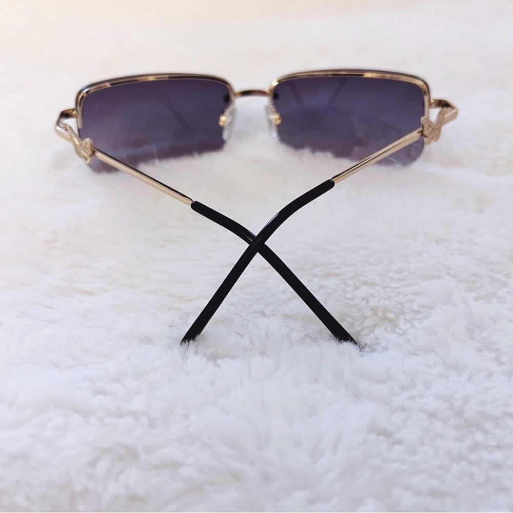 Delia Black Rimless Butterfly Accent Sunglasses - Picture 10 of 11